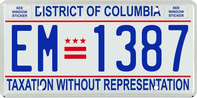 DC license plate EM1387