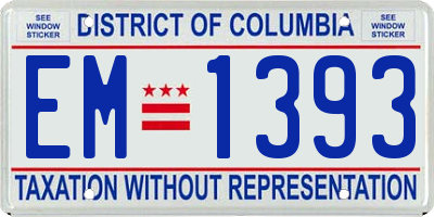 DC license plate EM1393