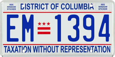 DC license plate EM1394