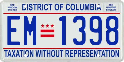 DC license plate EM1398