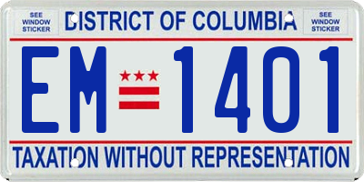 DC license plate EM1401