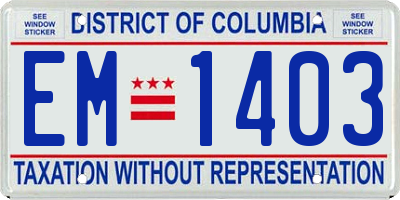 DC license plate EM1403