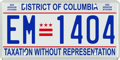 DC license plate EM1404