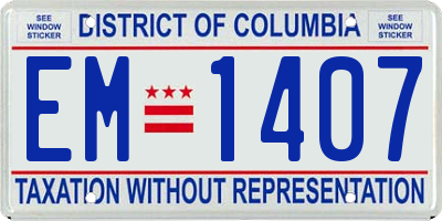 DC license plate EM1407