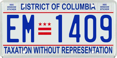 DC license plate EM1409
