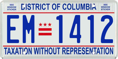 DC license plate EM1412