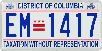 DC license plate EM1417