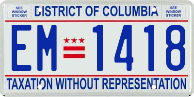 DC license plate EM1418