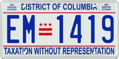 DC license plate EM1419