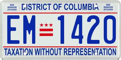 DC license plate EM1420