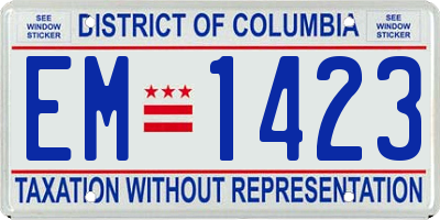 DC license plate EM1423