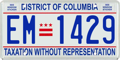 DC license plate EM1429