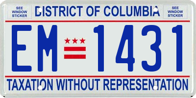 DC license plate EM1431