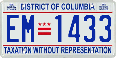 DC license plate EM1433