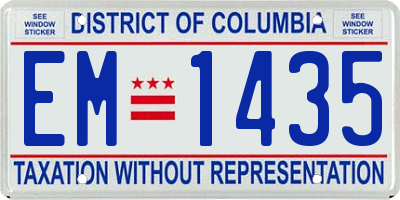 DC license plate EM1435