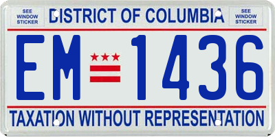 DC license plate EM1436