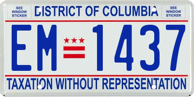 DC license plate EM1437