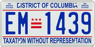 DC license plate EM1439