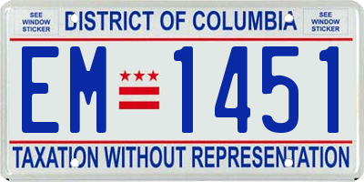 DC license plate EM1451