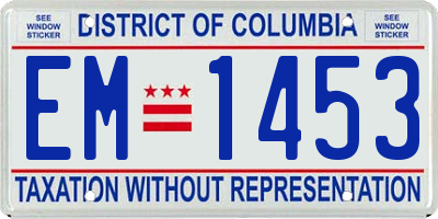 DC license plate EM1453