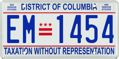 DC license plate EM1454