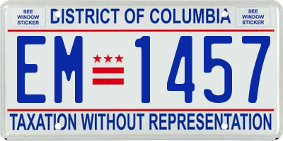 DC license plate EM1457