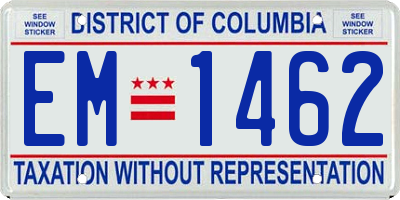 DC license plate EM1462