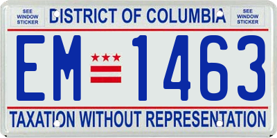 DC license plate EM1463