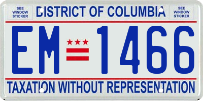 DC license plate EM1466
