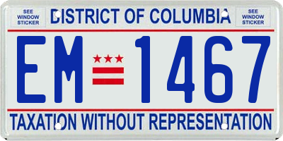 DC license plate EM1467