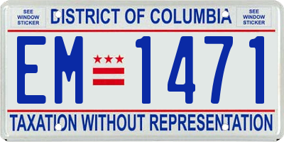 DC license plate EM1471