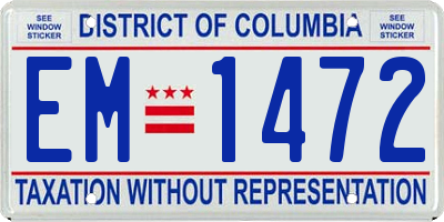 DC license plate EM1472