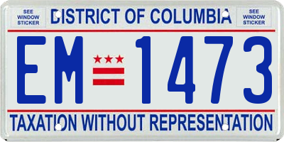 DC license plate EM1473