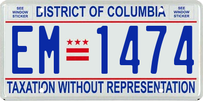 DC license plate EM1474