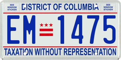 DC license plate EM1475