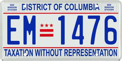 DC license plate EM1476
