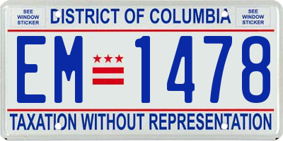 DC license plate EM1478