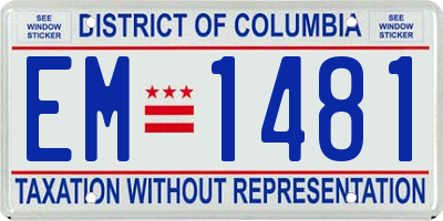 DC license plate EM1481