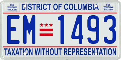 DC license plate EM1493