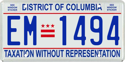 DC license plate EM1494