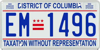 DC license plate EM1496