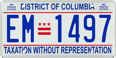 DC license plate EM1497