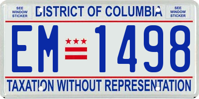 DC license plate EM1498