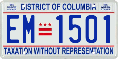 DC license plate EM1501