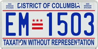 DC license plate EM1503
