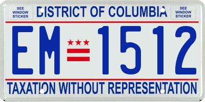 DC license plate EM1512