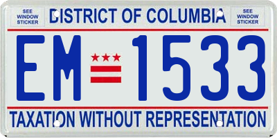DC license plate EM1533