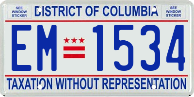 DC license plate EM1534