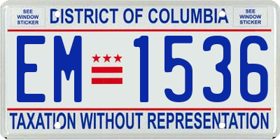 DC license plate EM1536