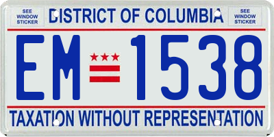 DC license plate EM1538